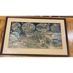 ANTIQUE & RARE 1919 WWI Halftone Litho in 18 colors IN MEMORY OF THE WORLD'S WAR